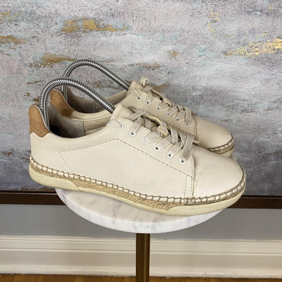 Dolce Vita Shoes Womens Size 7 Beige Leather Espadrille Lace Up Casual Sneakers - Picture 2 of 11